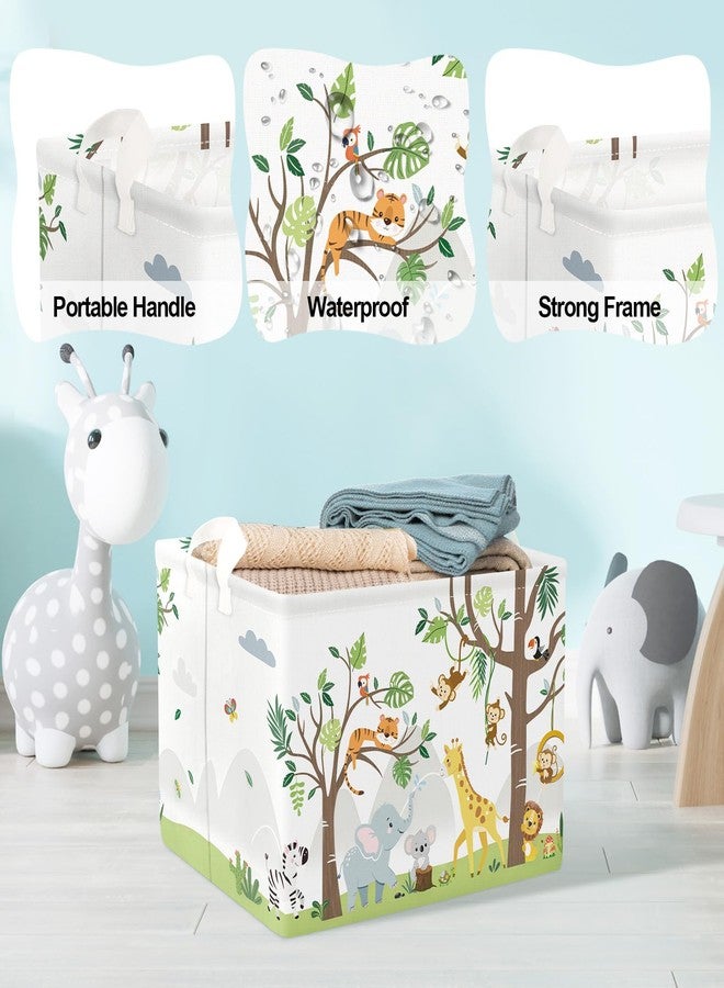 Clastyle Animal Tree Baby Laundry Hamper Kid Storage Basket Boy Girl Gift Toy Box Collapsible Large Clothes Organizer Nursery Bin for Bedroom, White, 40 * 30 * 30 cm - Image 4